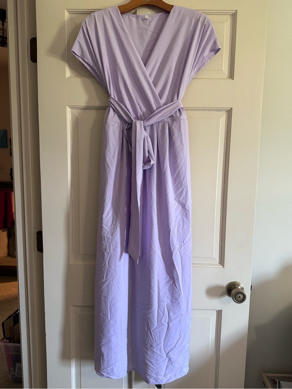 HALARA Lavender Wrap Maxi Dress with Waist Tie